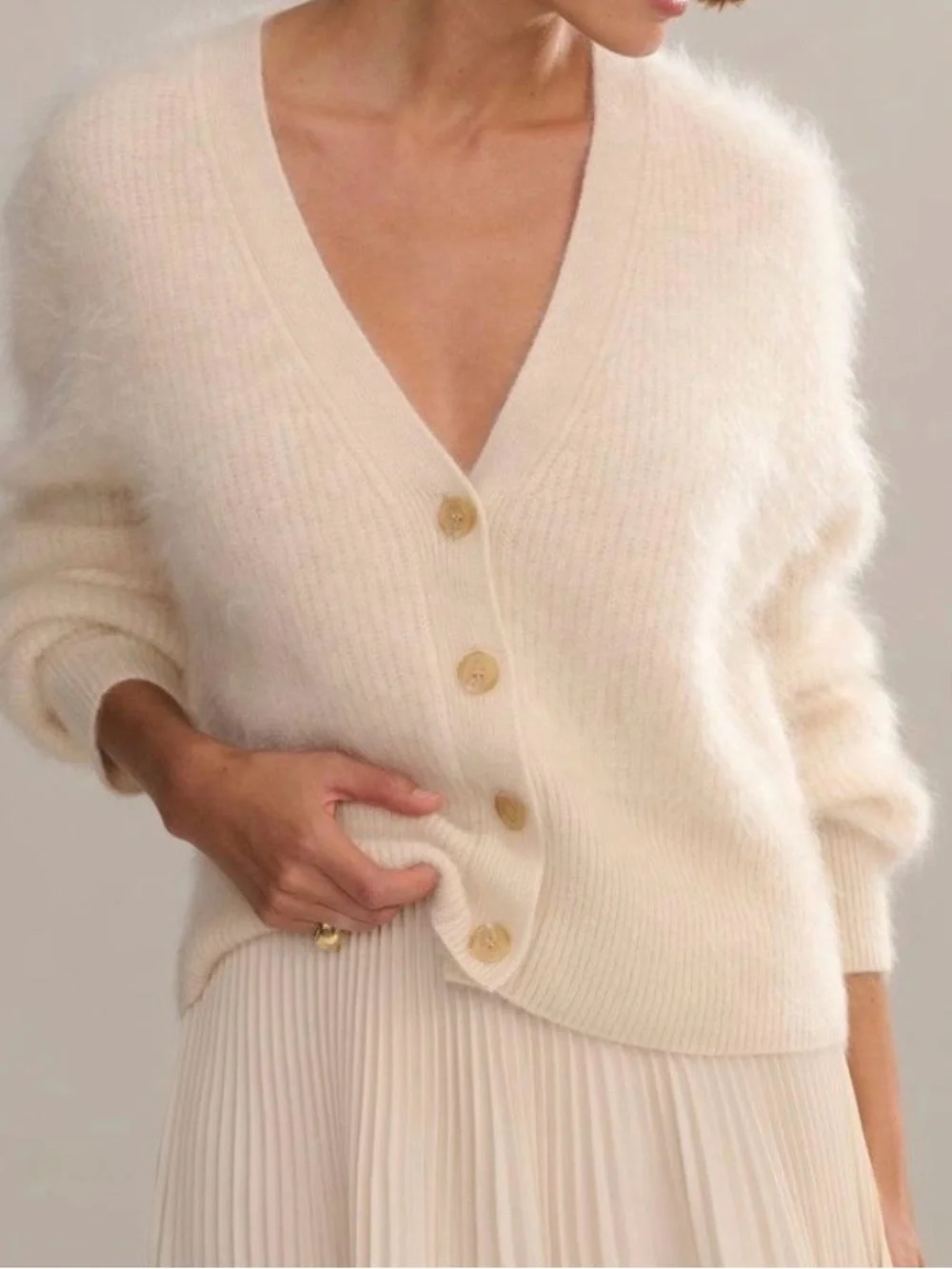 Jenni Kayne Cashmere Peyton Cardigan Ivory (S) - Picture 1 of 4